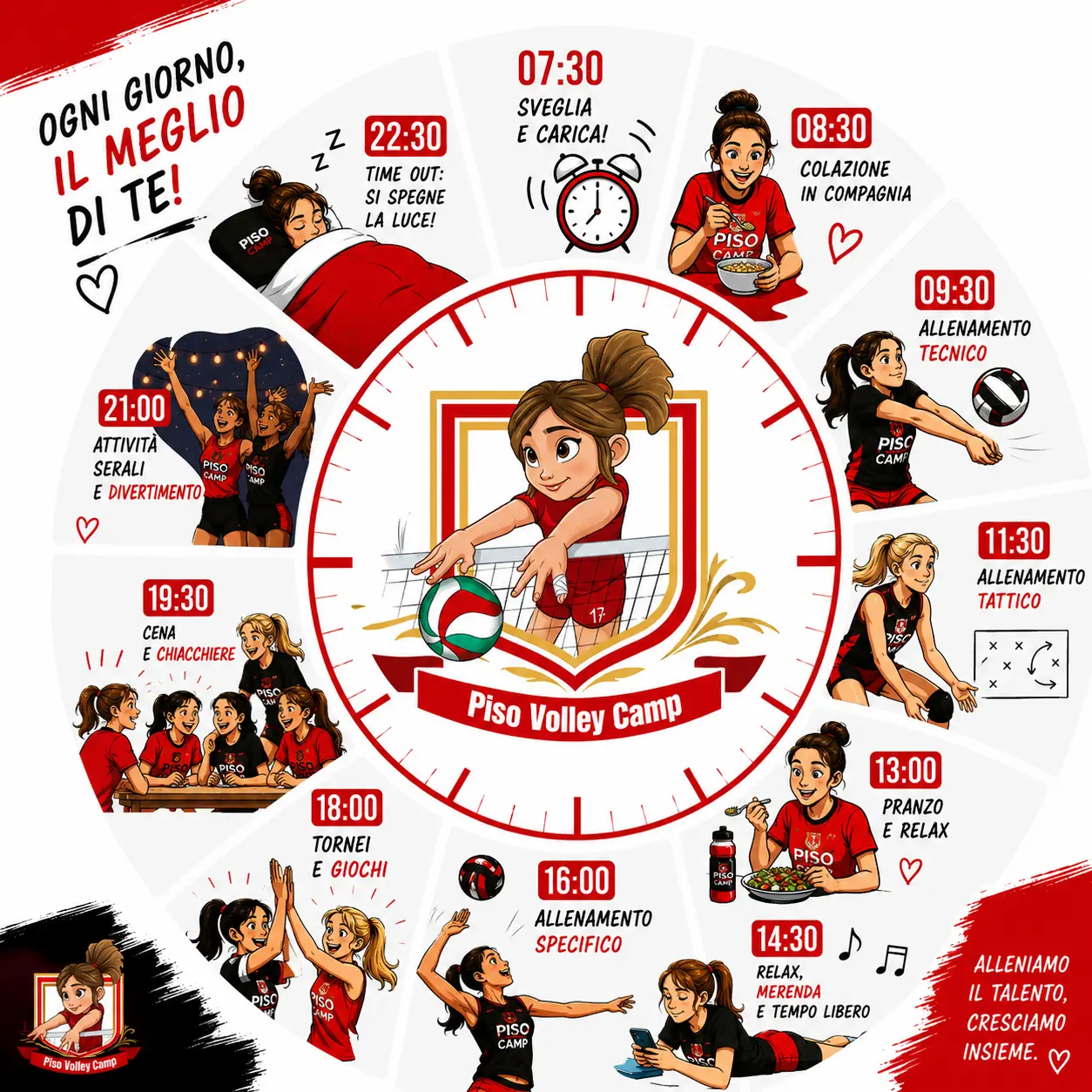 La giornata tipo del PISO VOLLEY CAMP